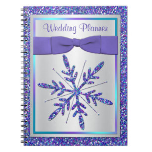 Purple Silver Snowflake Wedding Planner Notebook