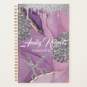 Purple Silver Sparkling Salon Planner
