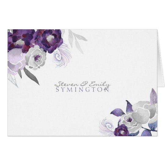Purple Silver watercolor thank you notes 3963