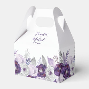 Purple & Silver Watercolor Wedding Favour Box