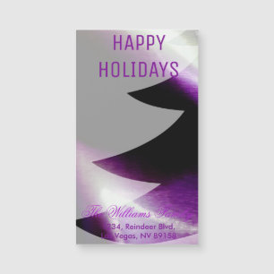Purple Silver White Christmas Tree Business Cards
