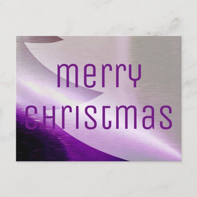 Purple Silver White Christmas Tree Elegant Stylish Holiday Postcard (Front)