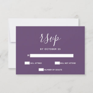 Purple Simple Calligraphy Modern RSVP Card