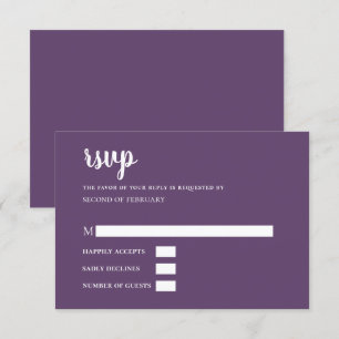 Purple Simple Calligraphy Modern RSVP Card