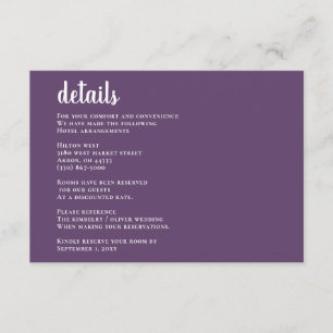 Purple Simple Calligraphy Modern Wedding Enclosure Card