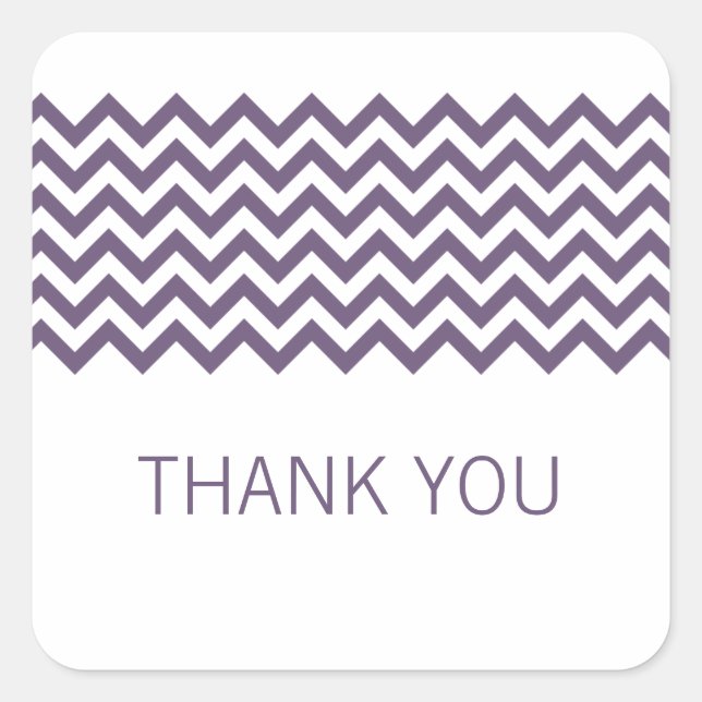 Purple Simple Chevron Thank You Stickers (Front)