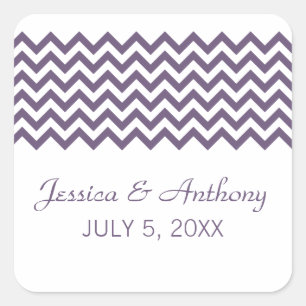 Purple Simple Chevron Wedding Stickers