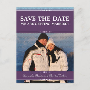 Purple Simple Chic Photo Save the Date Postcard