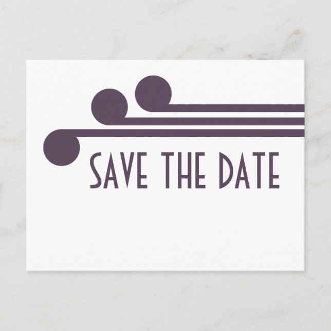 Purple Simple Deco Chic Save the Date Postcard (Front)
