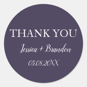Purple Simple Elegant Minimalist Wedding Classic Round Sticker