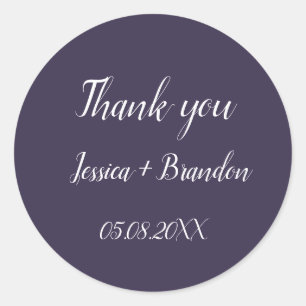 Purple Simple Elegant Minimalist Wedding Classic Round Sticker