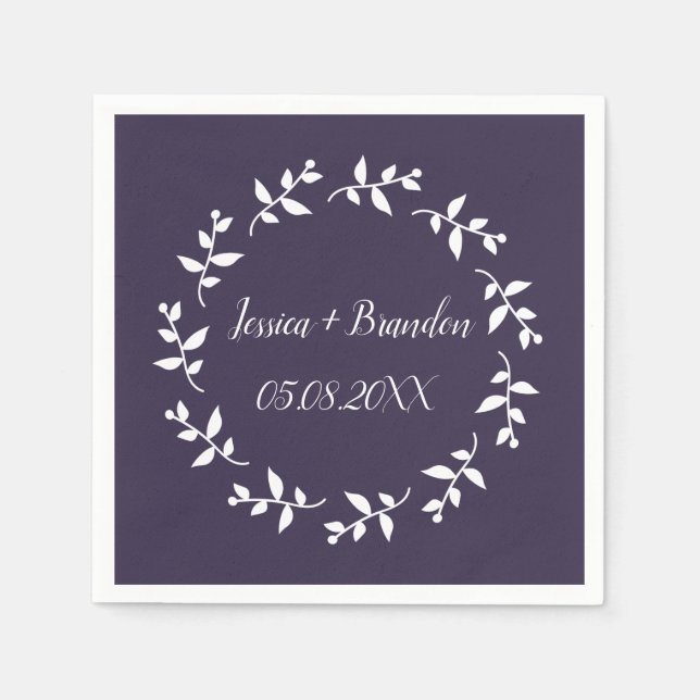 Purple Simple Elegant Minimalist Wedding  Napkin (Front)