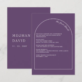 Purple Simple Elegant Modern Arch Wedding Enclosure Card