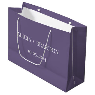 Purple Simple Elegant Modern Wedding Large Gift Bag