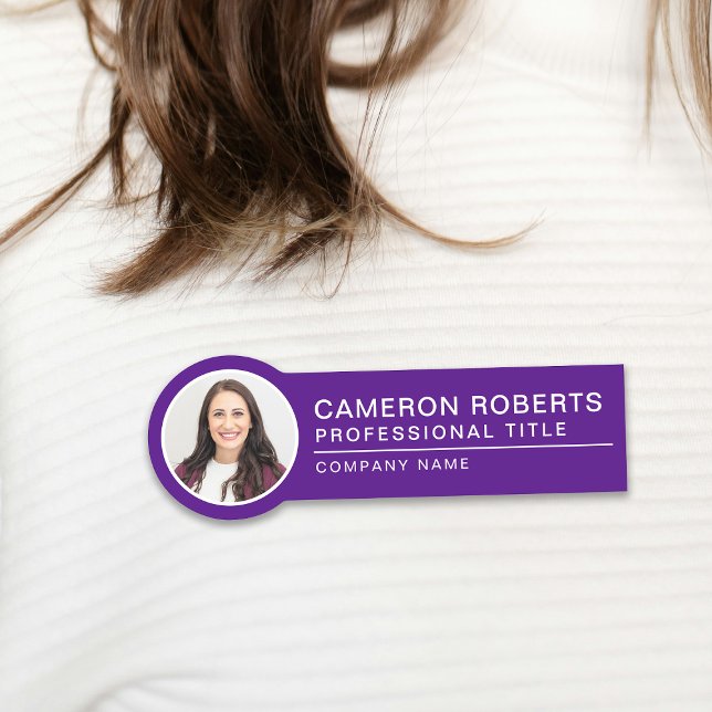 Purple Simple Employee Photo Name Tag (Creator Uploaded)