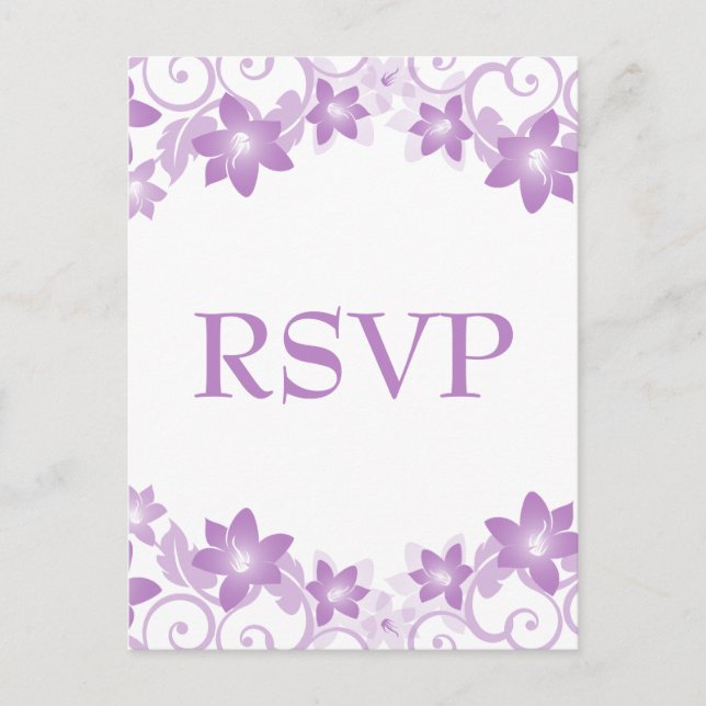 Purple Simple Floral RSVP Postcard (Front)