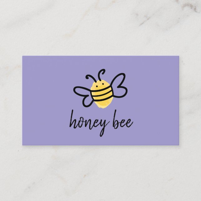 Purple Simple Honey Bee Business Card (Front)