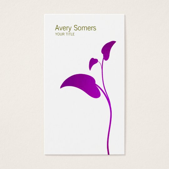 Purple Simple Leaf White Business Card