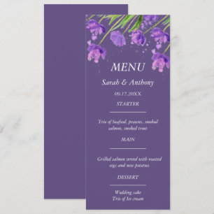 Purple Simple Minimalist Floral Wedding Food  Menu