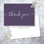 Purple Simple Modern Elegant Script Thank You Card<br><div class="desc">Simple modern elegant purple script thank you card. You can personalise with your own thank you message on the reverse or if you would prefer to add your own handwritten message simply delete the text. A perfect way to say thank you! Designed by Thisisnotme©</div>