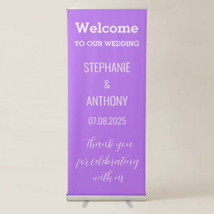 Purple Simple Modern Minimalist Elegant Wedding Retractable Banner