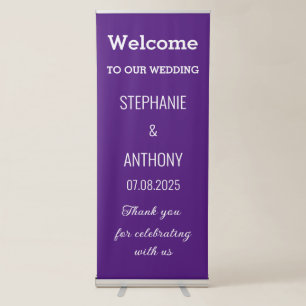 Purple Simple Modern Minimalist Elegant Wedding Retractable Banner