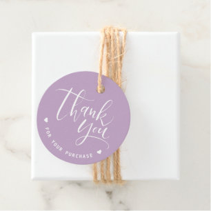 Purple Simple Modern Script Business Thank You Favour Tags