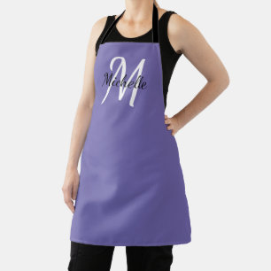 Purple Simple Monogram Classic Trendy Apron