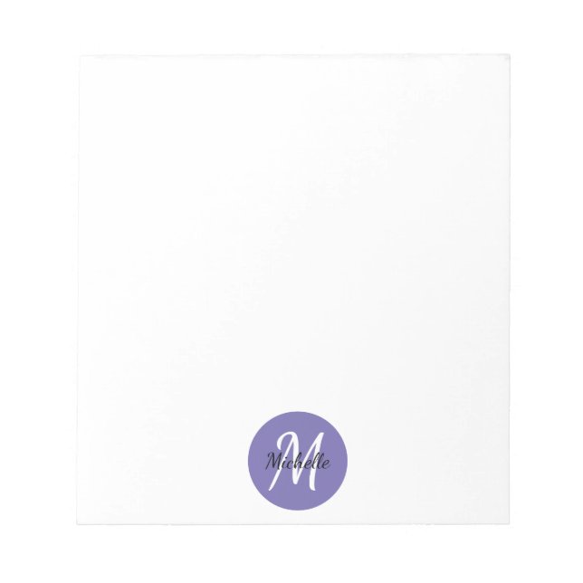 Purple Simple Monogram Classic Trendy Notepad (Front)