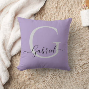 Purple Simple Monogram Elegant  Cushion