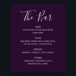 Purple simple script wedding drinks bar menu poster<br><div class="desc">Purple script wedding drinks bar menu poster. Suitable for birthday,  anniversary and any other party. Please contact me if you need additional items.</div>