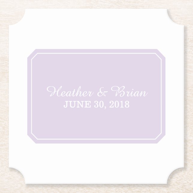 Purple Simply Elegant Wedding Paper Coaster (Front)
