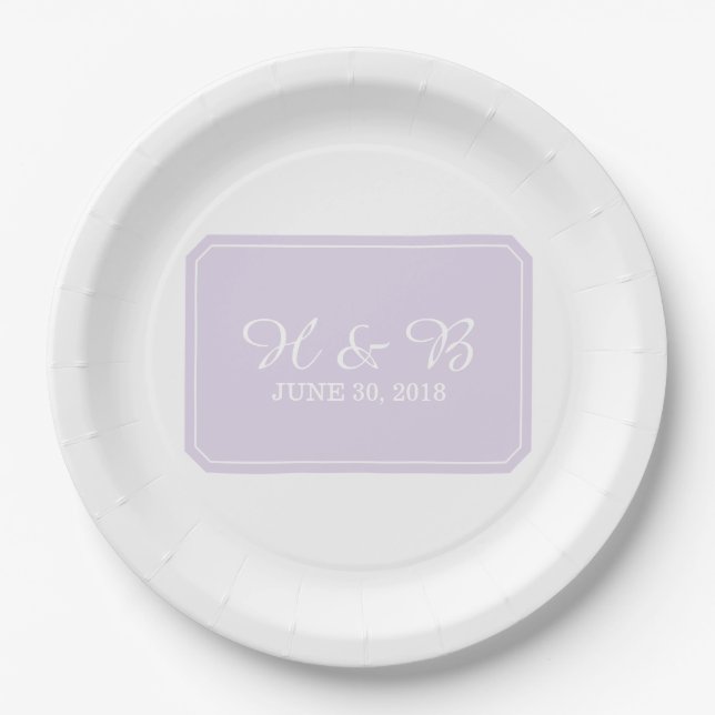 Purple Simply Elegant Wedding Paper Plate (Front)