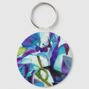 Purple Singapore Orchid flower watercolor art Key Ring