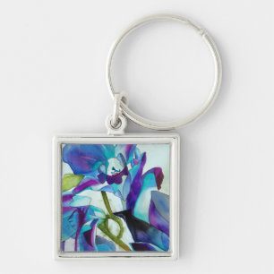 Purple Singapore Orchid flower watercolor art Key Ring