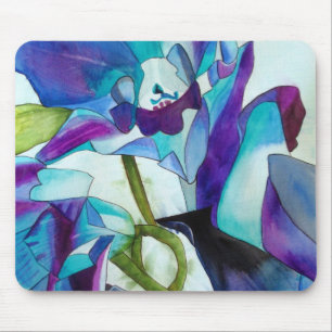 Purple Singapore Orchid flower watercolor art Mouse Mat