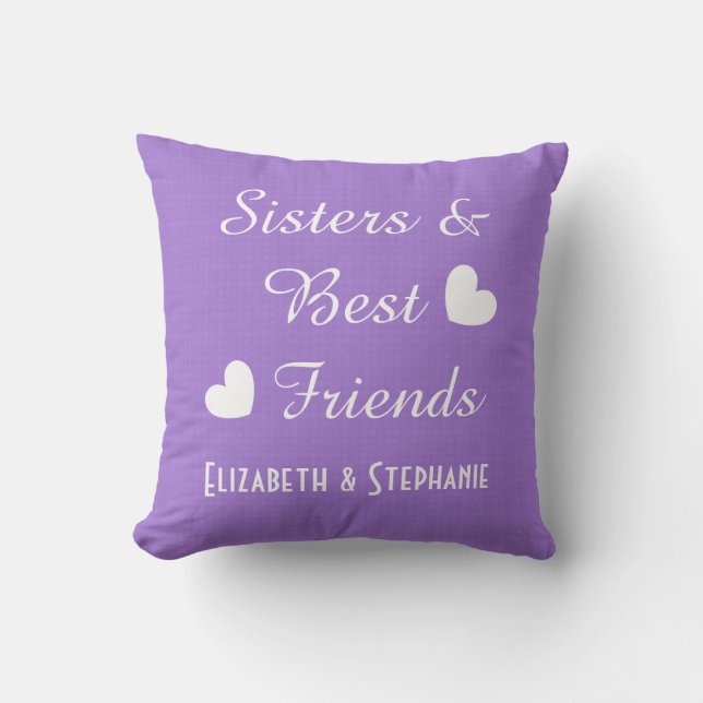 Purple Sisters and Best Friends 2 Hearts V01A Cushion (Front)
