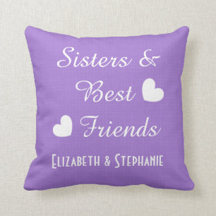 Purple Sisters and Best Friends 2 Hearts V01A Cushion