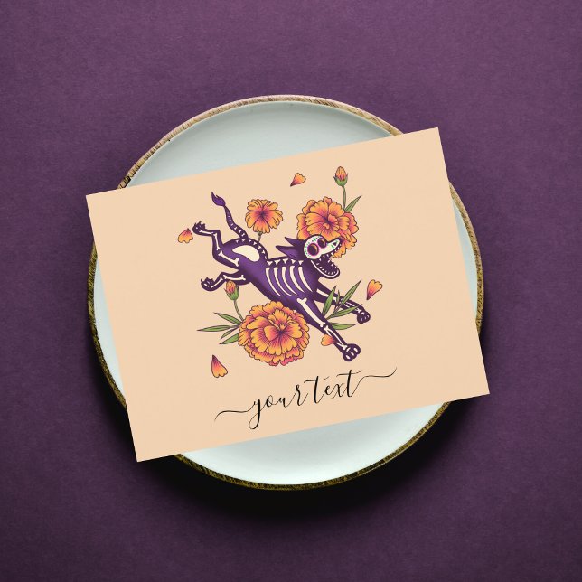 Purple Skeleton Dog Dia de los Muertos Postcard (Creator Uploaded)