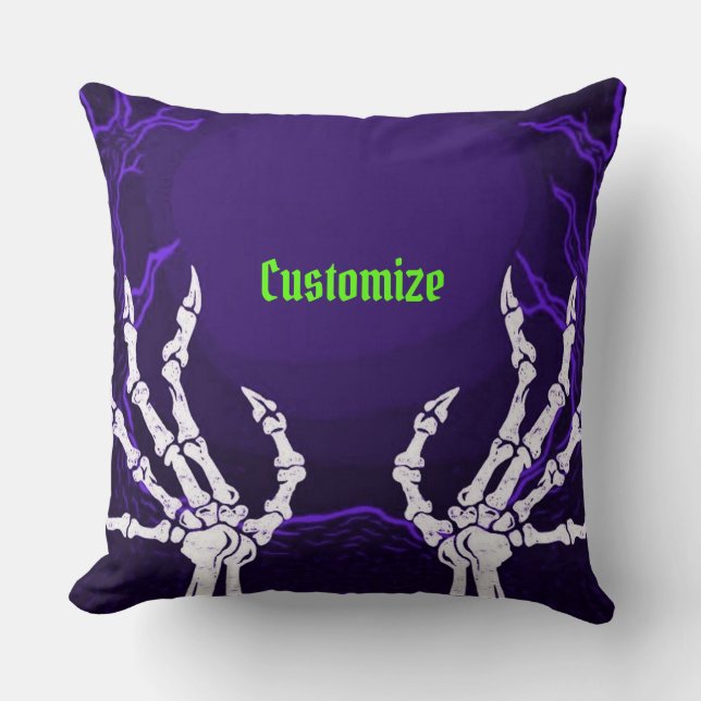 Purple Skeleton Hands Cushion (Front)