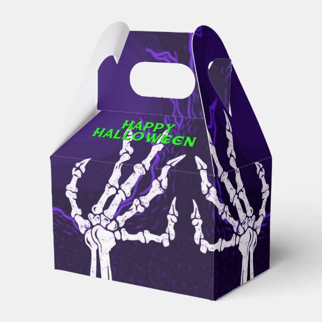 Purple Skeleton Hands Gable Favour Box (Front Side)
