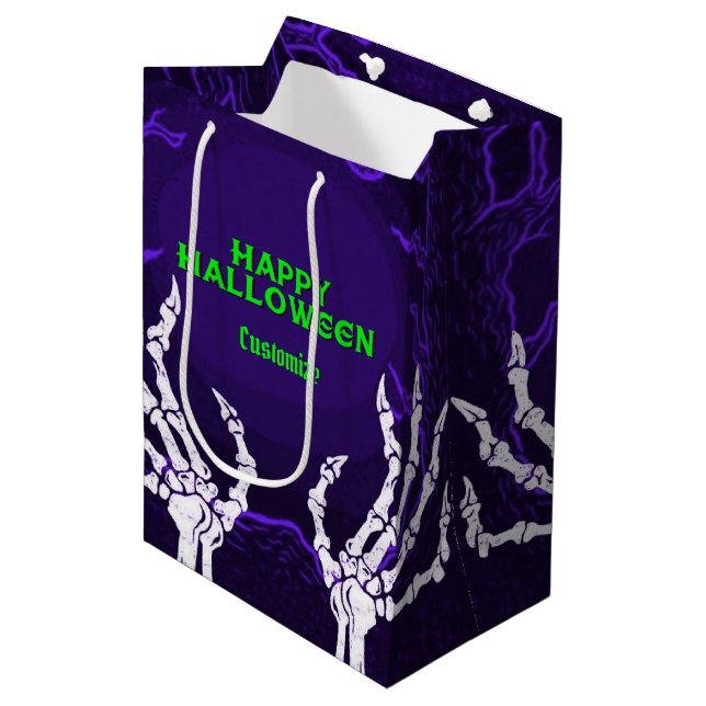 Purple Skeleton Hands Medium Gift Bag (Front Angled)