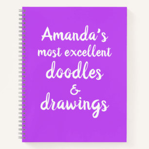 Purple Sketchbook Doodle and Drawings Personalised Notebook