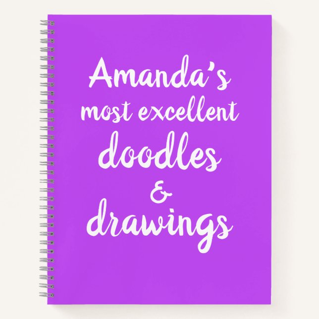 Purple Sketchbook Doodle and Drawings Personalised Notebook (Front)