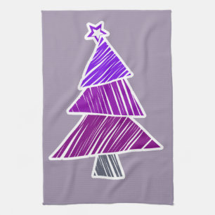 Purple Sketchy Christmas Tree Towel