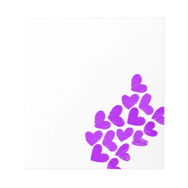 Purple sketchy hearts "I love you" Notepad (Front)