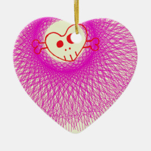 purple skull & bones ceramic tree decoration