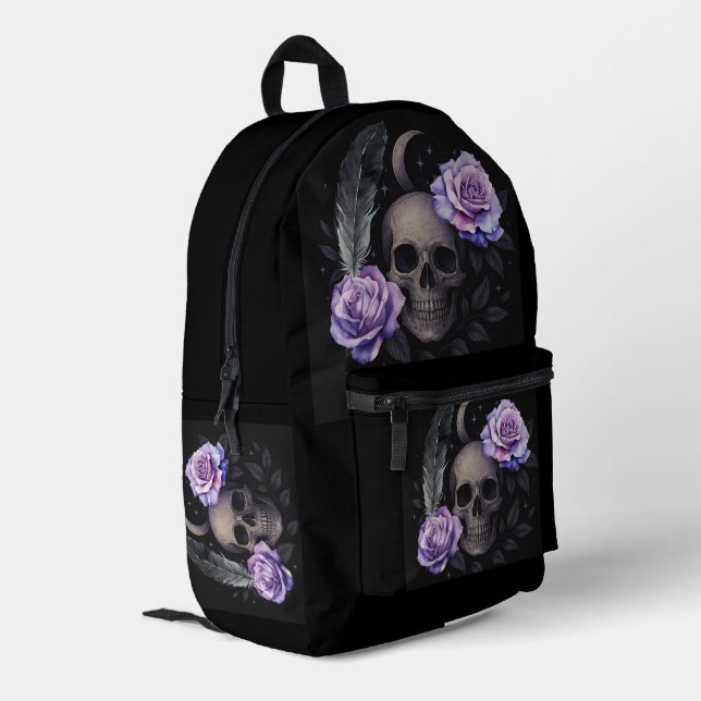 PURPLE SKULL COOLER PRINTED BACKPACK (Back Corner Left)