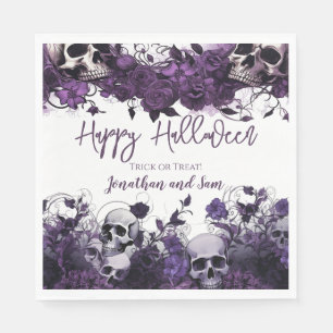 Purple Skull Halloween Party Napkin
