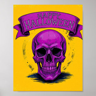 Purple Skull Halloween Poster